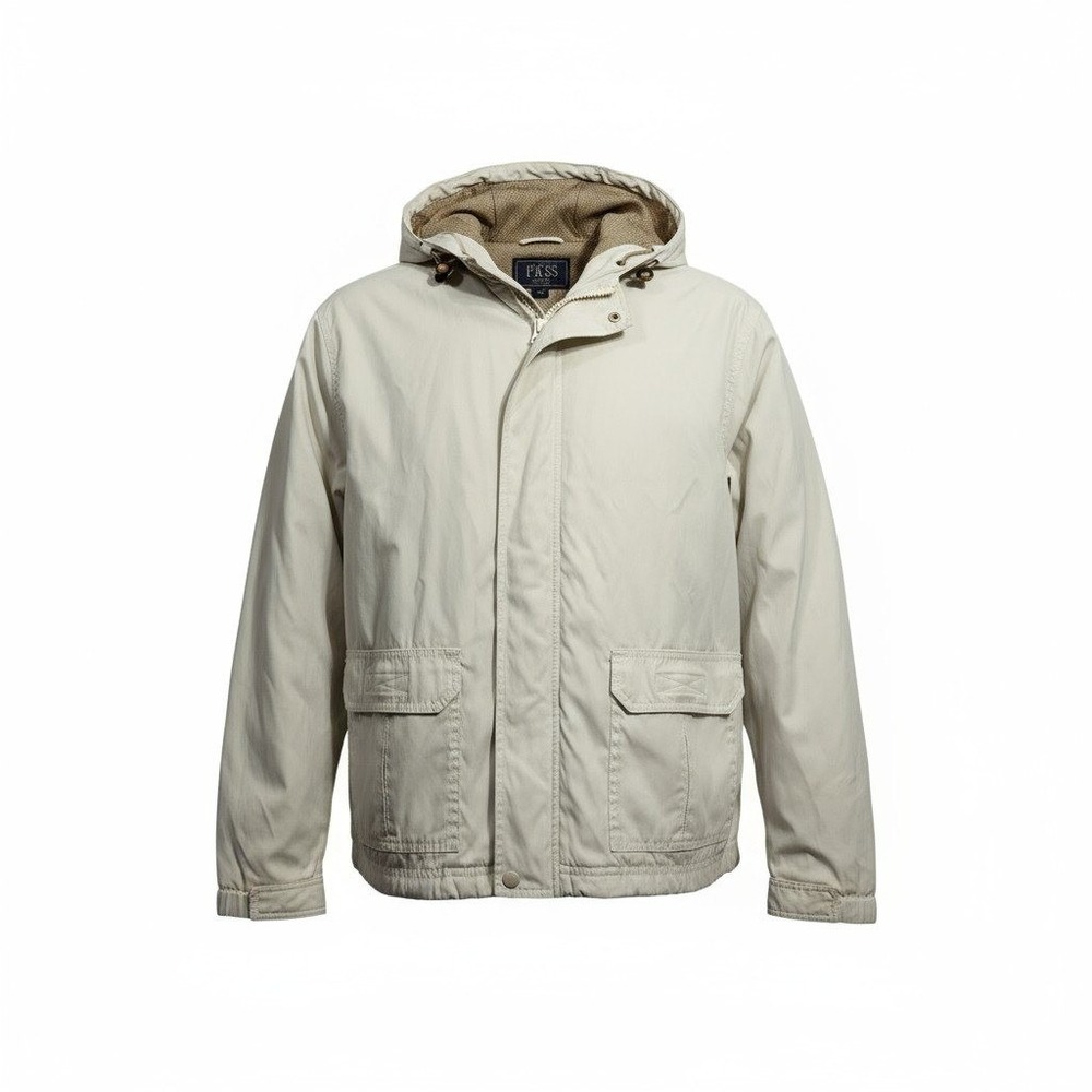 GH Bass & Co. XL Youth Hooded Anorak Jacket Beige Full Zip Lightweight Coat